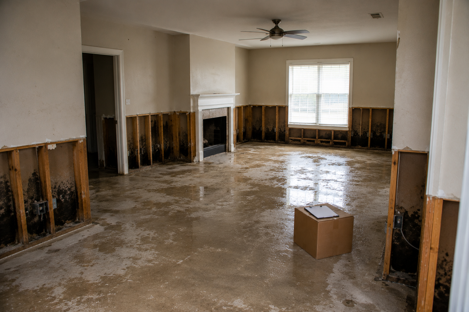 Emergency water damage cleanup and documentation for insurance claims